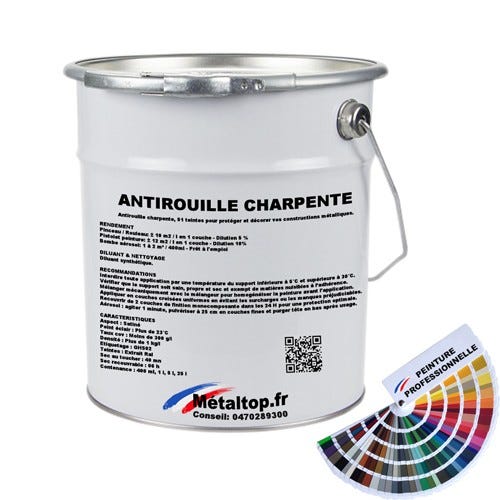 Antirouille Charpente - Metaltop - Gris petit gris - RAL 7000 - Pot 25L