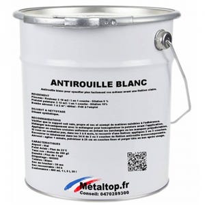 Antirouille Blanc - Metaltop - Blanc pur - RAL 9010 - Pot 25L