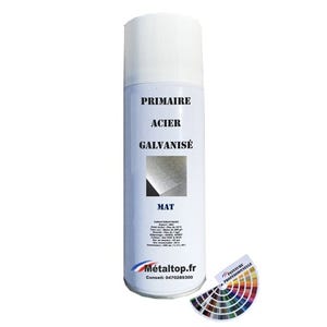 Primaire Acier Galvanise - Metaltop - Blanc pur - RAL 9010 - Bombe 400mL