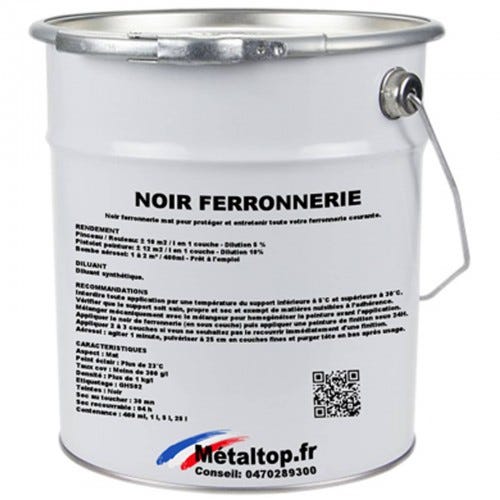 Noir Ferronnerie - Metaltop - Noir signalisation - RAL 9017 - Pot 1L