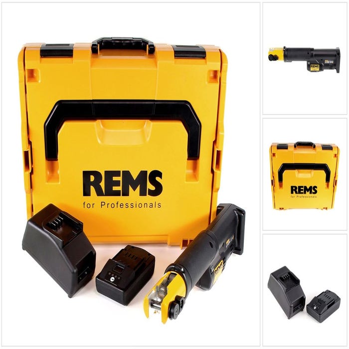 REMS Mini-Press S 22 V ACC Sertisseuse radiale sans fil avec marche forcée + Coffret L-Boxx + 1x Batterie 1,5 Ah + Chargeur (578016 R220)