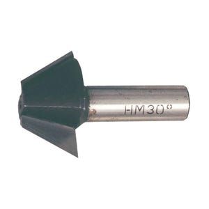 Fraise d'affleureuse chanfrein - Angle : 30° - Diamètre : 24 mm - Longueur utile : 12 mm - Queue : 8 mm - LEMAN