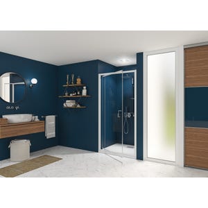 Porte de douche porte pivotante SMART Express dimensions 120x190 profilé blanc verre transparent