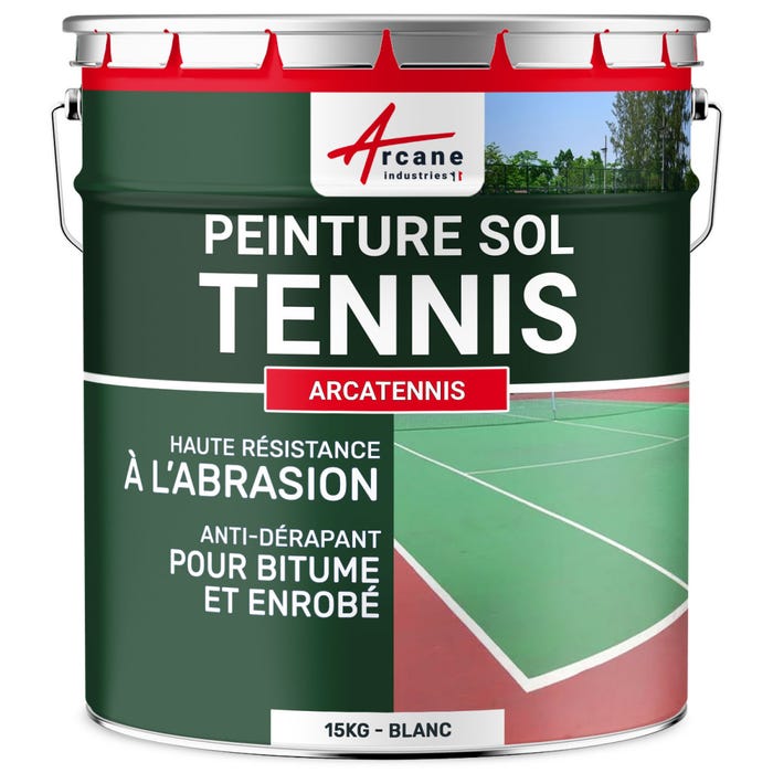 Peinture Tennis - Arcatennis. Blanc - 15 Kg (jusqu'à 30 M² En 2 Couches) - Arcane Industries