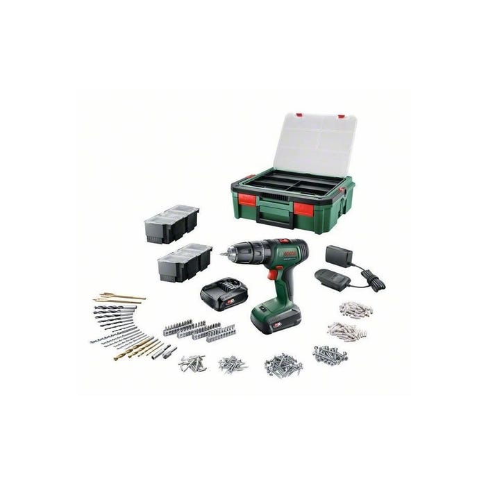 Perceuse-visseuse Bosch - UniversalDrill 18 (Livrée avec 2 batteries 1,5 Ah, SystemeBox, 241 accessoires) - PowerForAll