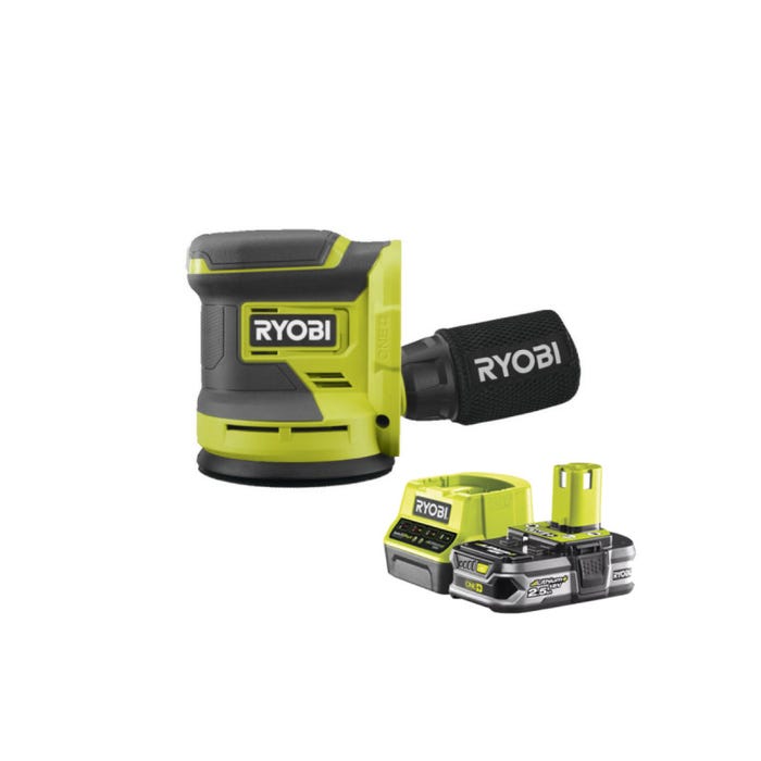Pack RYOBI Ponceuse excentrique 18V One+ RROS18-0 - 1 Batterie 2.5Ah - 1 Chargeur rapide RC18120-125