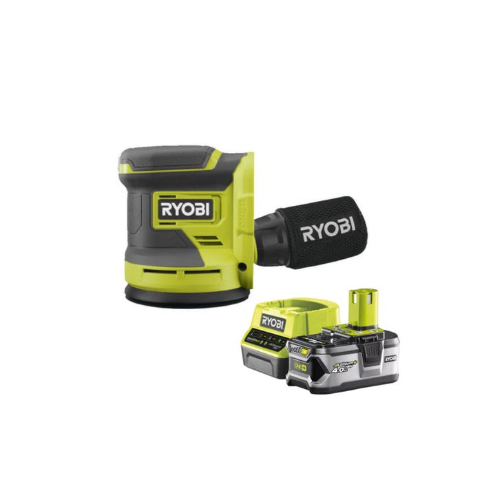 Pack RYOBI Ponceuse excentrique 18V One+ RROS18-0 - 1 Batterie 4.0Ah - 1 Chargeur rapide RC18120-140