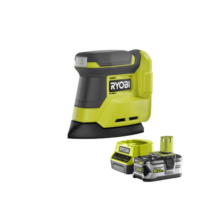 Pack RYOBI Ponceuse triangulaire 18V One+ - RPS18-0 - 1 Batterie 5.0Ah - 1 Chargeur rapide RC18120-150