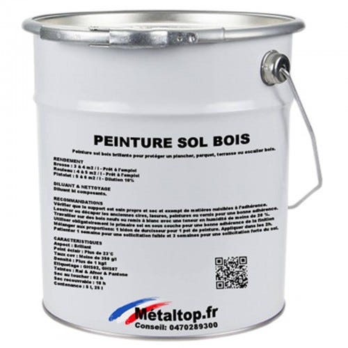 Peinture Sol Bois - Metaltop - Blanc signalisation - RAL 9016 - Pot 5L