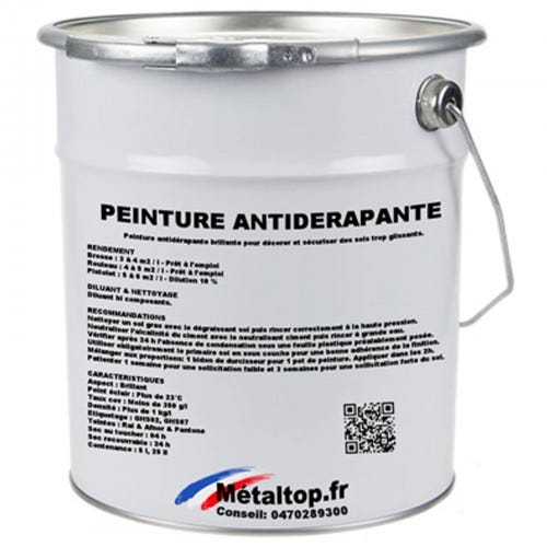 Peinture Antiderapante - Metaltop - Bleu vert - RAL 5001 - Pot 5L