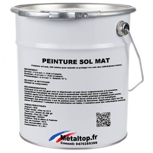 Peinture Sol Mat - Metaltop - Noir signalisation - RAL 9017 - Pot 5L