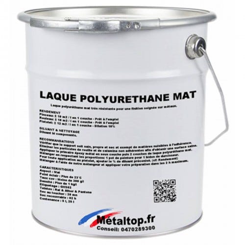 Laque Polyurethane Mat - Metaltop - Rouge carmin - RAL 3002 - Pot 5L