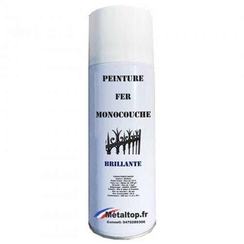 Peinture Fer Monocouche - Metaltop - Blanc de sécurité - RAL 9003 - Bombe 400mL