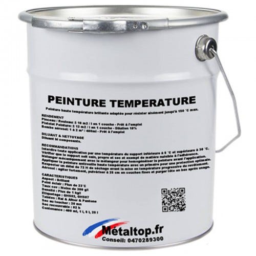 Peinture Temperature - Metaltop - Vert noir - RAL 6012 - Pot 1L