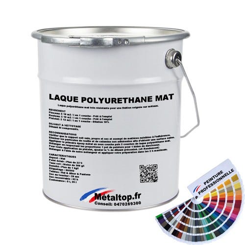 Laque Polyurethane Mat - Metaltop - Brun terre - RAL 8028 - Pot 5L
