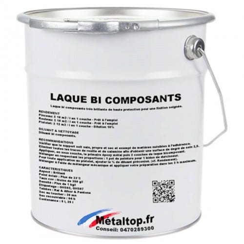 Laque Bi Composants - Metaltop - Gris signalisation B - RAL 7043 - Pot 5L