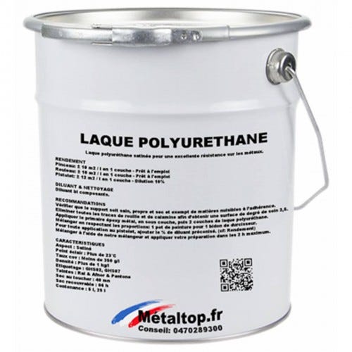 Laque Polyurethane - Metaltop - Jaune de sécurité - RAL 1003 - Pot 25L