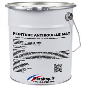 Peinture Antirouille Mat - Metaltop - Jaune zinc - RAL 1018 - Pot 5L