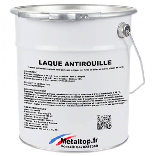 Laque Antirouille - Metaltop - Gris argent - RAL 7001 - Pot 25L