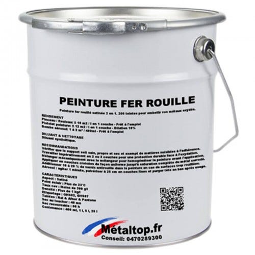 Peinture Fer Rouille - Metaltop - Noir signalisation - RAL 9017 - Pot 25L