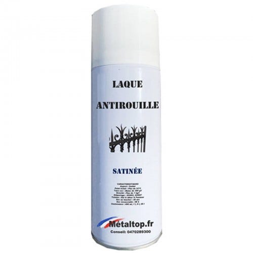 Laque Antirouille - Metaltop - Noir graphite - RAL 9011 - Bombe 400mL