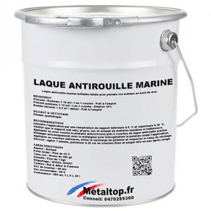 Laque Antirouille Marine - Metaltop - Bleu pastel - RAL 5024 - Pot 1L