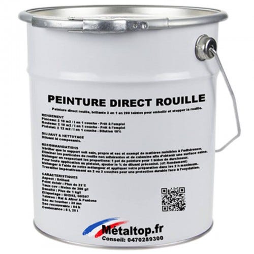 Peinture Direct Rouille - Metaltop - Gris soie - RAL 7044 - Pot 5L