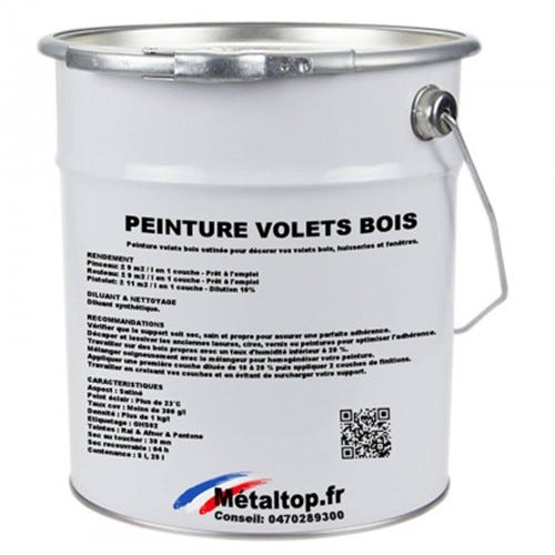 Peinture Volets Bois - Metaltop - Jaune soufre - RAL 1016 - Pot 25L