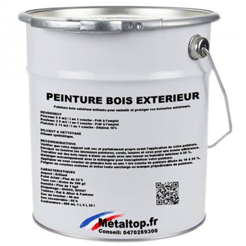 Peinture Bois Exterieur - Metaltop - Gris signalisation B - RAL 7043 - Pot 5L
