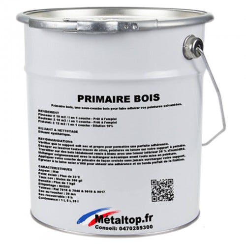 Primaire Bois - Metaltop - Blanc pur - RAL 9010 - Pot 5L