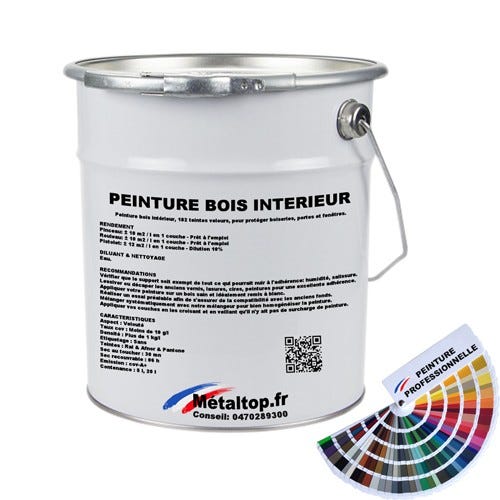 Peinture Bois Interieur - Metaltop - Blanc de sécurité - RAL 9003 - Pot 5L