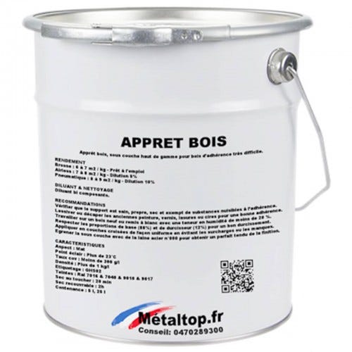 Appret Bois - Metaltop - Blanc pur - RAL 9010 - Pot 25L