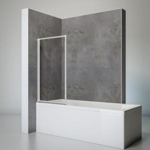 Schulte pare-baignoire rabattable sans percer, 70 x 120 cm, écran de baignoire pivotant à coller, verre 3mm transparent, profilé alu argenté, 1 volet