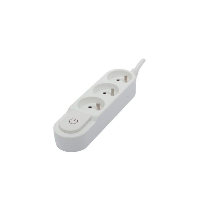 CHACON Bloc multiprise 3 prises 16 A avec interrupteur, câble 3 m HO5VV-F 3x1,5 mm² blanc