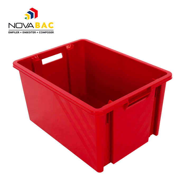 Bac gerbable et emboîtable en polypropylène Novabac coloris rouge 54 litres