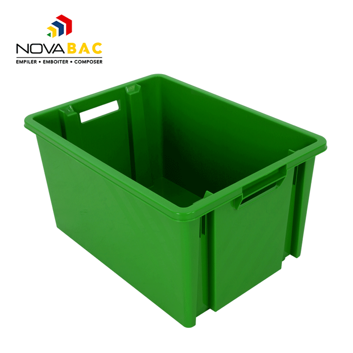 Bac gerbable et emboîtable en polypropylène Novabac coloris vert émeraude 54 litres