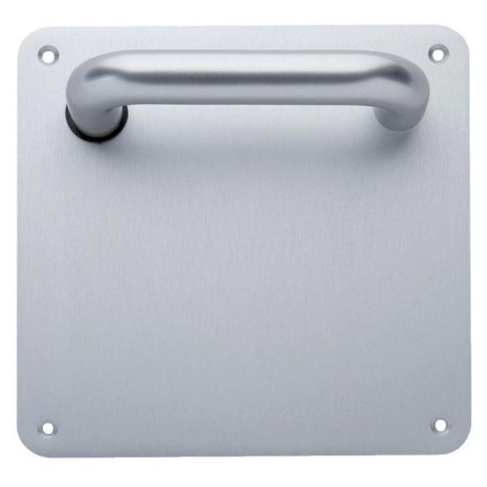 Ensemble aluminium Type Vittel béquille 1380 plaque carrée de 170 x 170 en 2 mm clé l anodisé argent