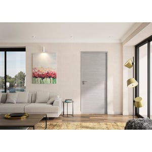 Bloc Porte ajustable décor chêne gris clair BILBAO - poussant Droit - H 204 x L 73 cm
