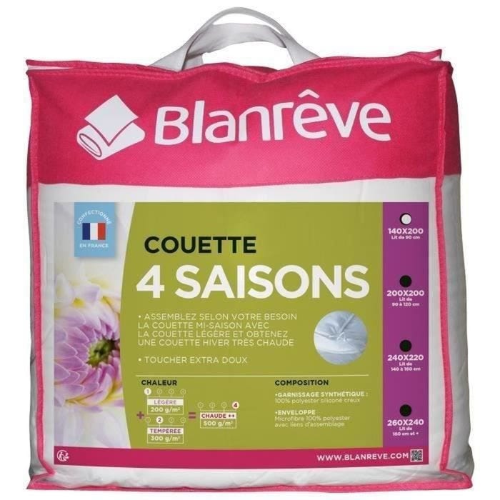Couette 4 saisons - 140 x 200 cm - Blanc - Blanreve