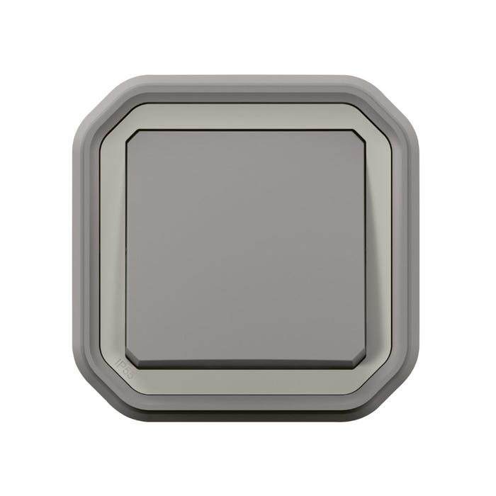 bouton poussoir - no - gris - encastré - legrand plexo 069820l