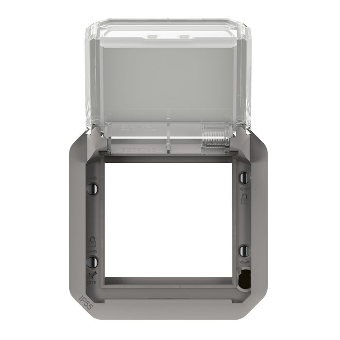 adaptateur - pour fonction mosaic - volet transparent - composable - gris - legrand plexo 069580l