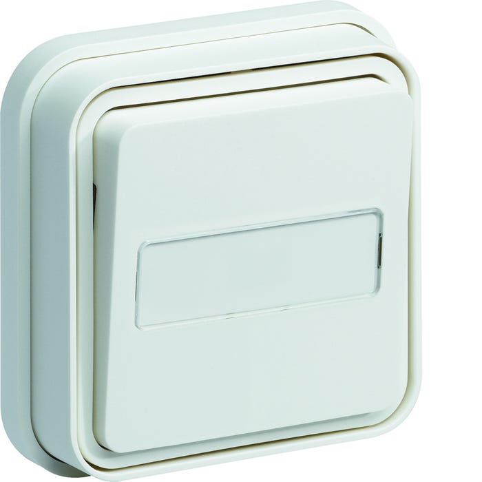 bouton poussoir lumineux porte étiquette no 10a hager cubyko complet encastré blanc