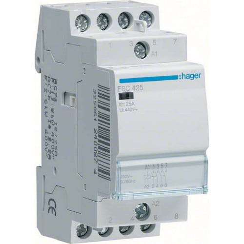 contacteur modulaire tertiaire - 63a - 4 contacts nf - 24v - hager esd463