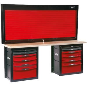 Etabli d'atelier 12 tiroirs avec armoire à rideaux - SAM OUTILLAGE - 2012-PMA