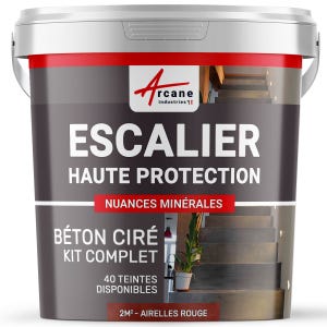 Béton Ciré Escalier - Complet Primaire Et Vernis De Finition - En Neuf Ou Rénovation Airelles Rouge - 2 M² (en 2 Couches)