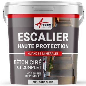 Béton Ciré Escalier - Complet Primaire Et Vernis De Finition - En Neuf Ou Rénovation - Isatis Blanc - 5 M² (en 2 Couches)