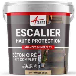 Béton Ciré Escalier - Complet Primaire Et Vernis De Finition - En Neuf Ou Rénovation Vanille Beige - 2 M² (en 2 Couches)