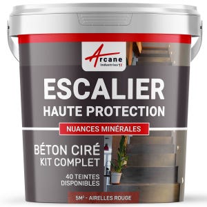Béton Ciré Escalier - Complet Primaire Et Vernis De Finition - En Neuf Ou Rénovation Airelles Rouge - 5 M² (en 2 Couches)