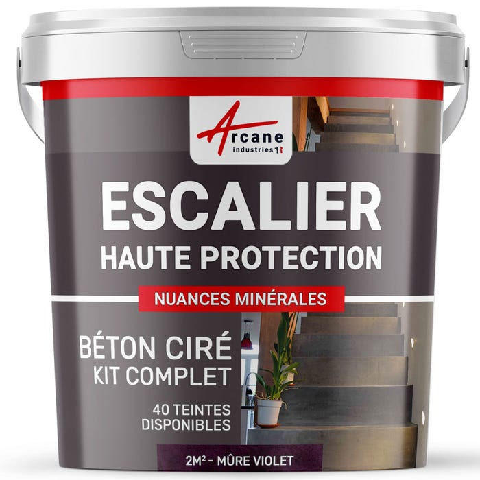 Béton Ciré Escalier - Complet Primaire Et Vernis De Finition - En Neuf Ou Rénovation Mure Violet - 2 M² (en 2 Couches)