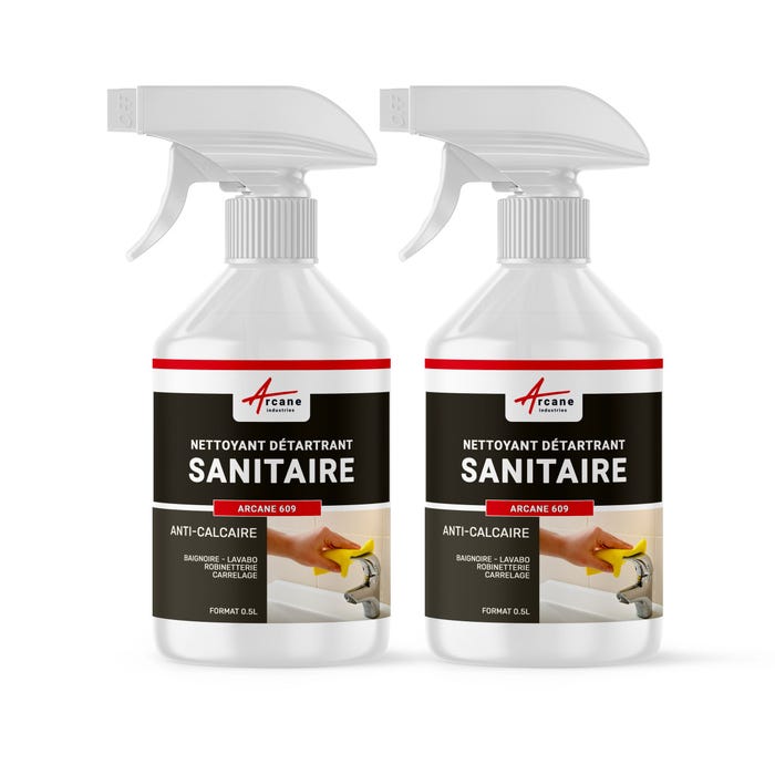 Nettoyant Détartrant Sanitaires Multi Usage - 1 L (2 X 0.5 L) - Arcane Industries